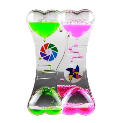 Dobbelt hjerte flydende bevægelse boble dryppe olie timeglas timer børn legetøj: Grøn lyserød