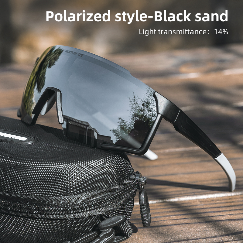 Rockbros fietsbril, fotochromatische gepolariseerde bril,  uv400 beschermingsopties, zonnebril, fietsbril, outdoor sportbril, fietsbril: Wit