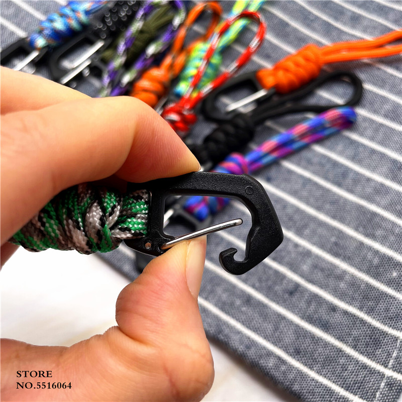 LLavero de Paracord para exteriores, cordón de nailon trenzado, cuerda de paracaídas de alta resistencia, mosquetón, llavero para mochila de teléfono