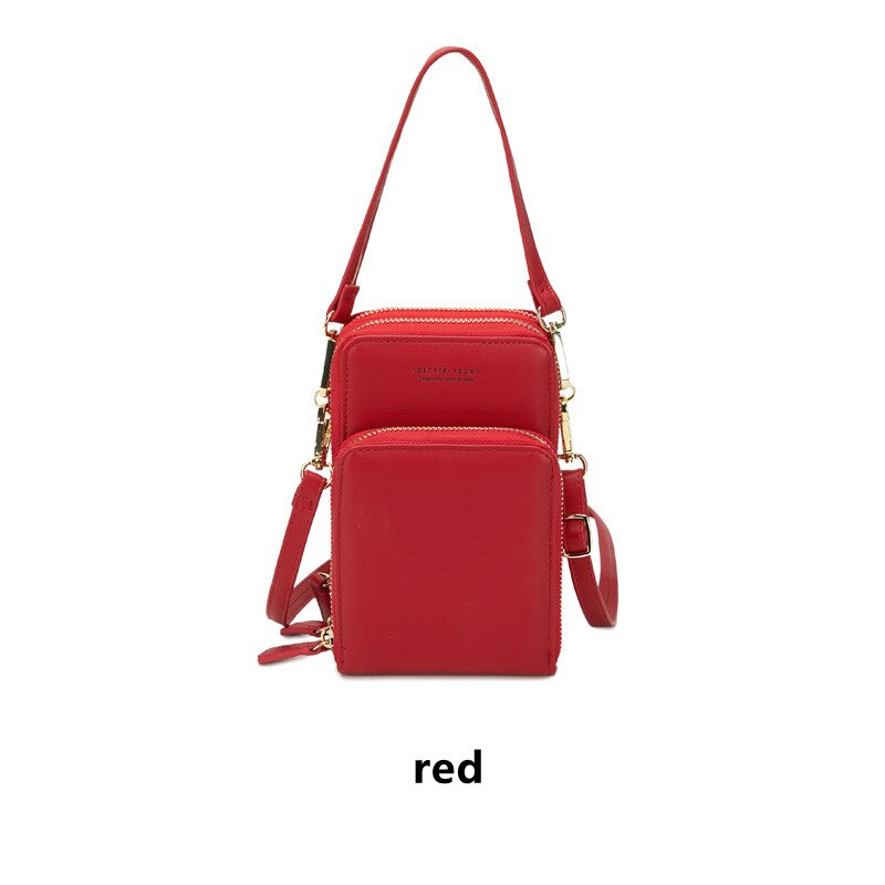 Puou novo plutônio couro celular bolsas moda uso diário cartão titular pequeno saco de ombro verão para bolsas femininas: red