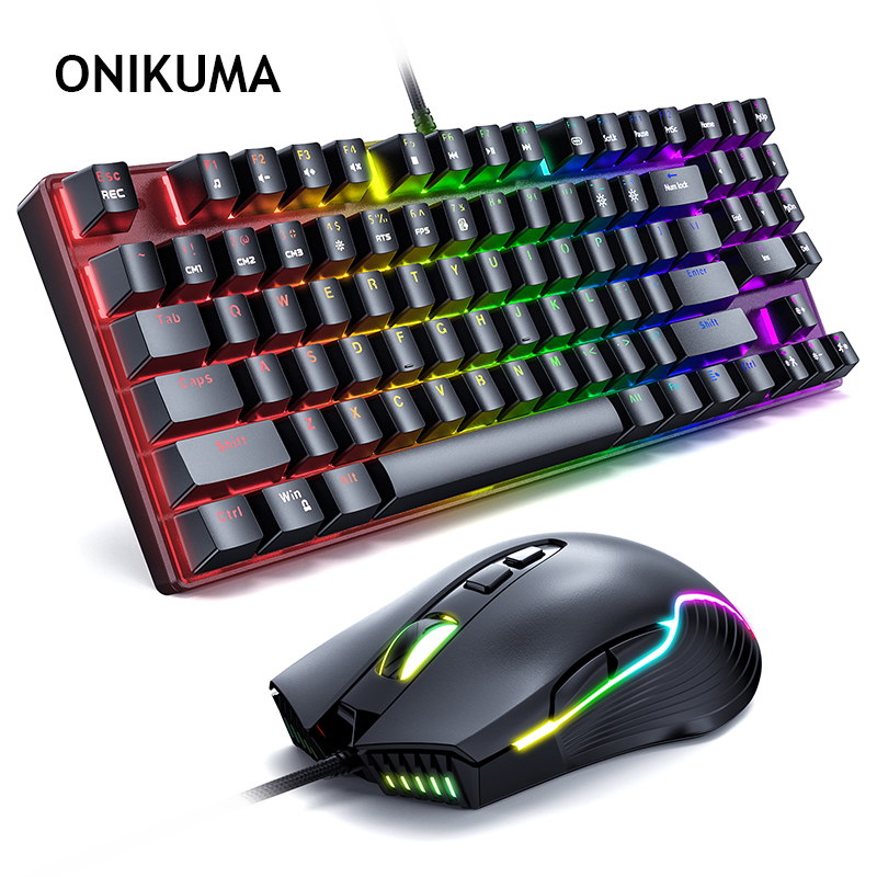 ONIKUMA Gaming Keyboard Mouse Combo Home Office Mechanical Wired Gamer Keyboard And Mouse Set Game Combo: G26 and CW905