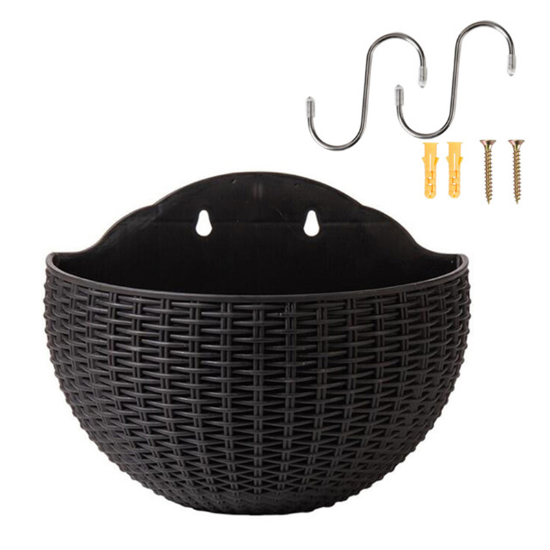 Europese Stijl Imitatie Rotan Muur Opknoping Half Ronde Bloempot Planter Halfronde Muur Bloempot Balkon Huishouden Outdoor: 2 S