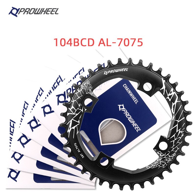 PROWHEEL Mountain Bike Round Narrow Wide Chainring 32T 34T 36T 38T 40T MTB Bicycle Crankset 104 BCD Aluminum alloy Chain Wheel