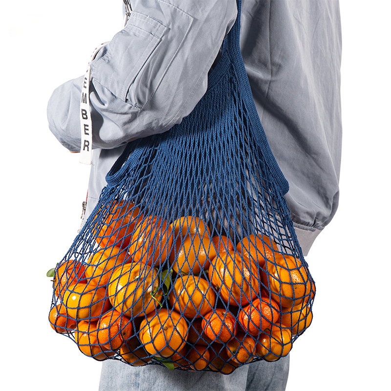 Sacchetti della spesa riutilizzabili portatili per la borsa della verdura della frutta borsa dell&#39;organizzatore della corda della maglia del cotone borse della spesa della rete della maniglia corta/lunga