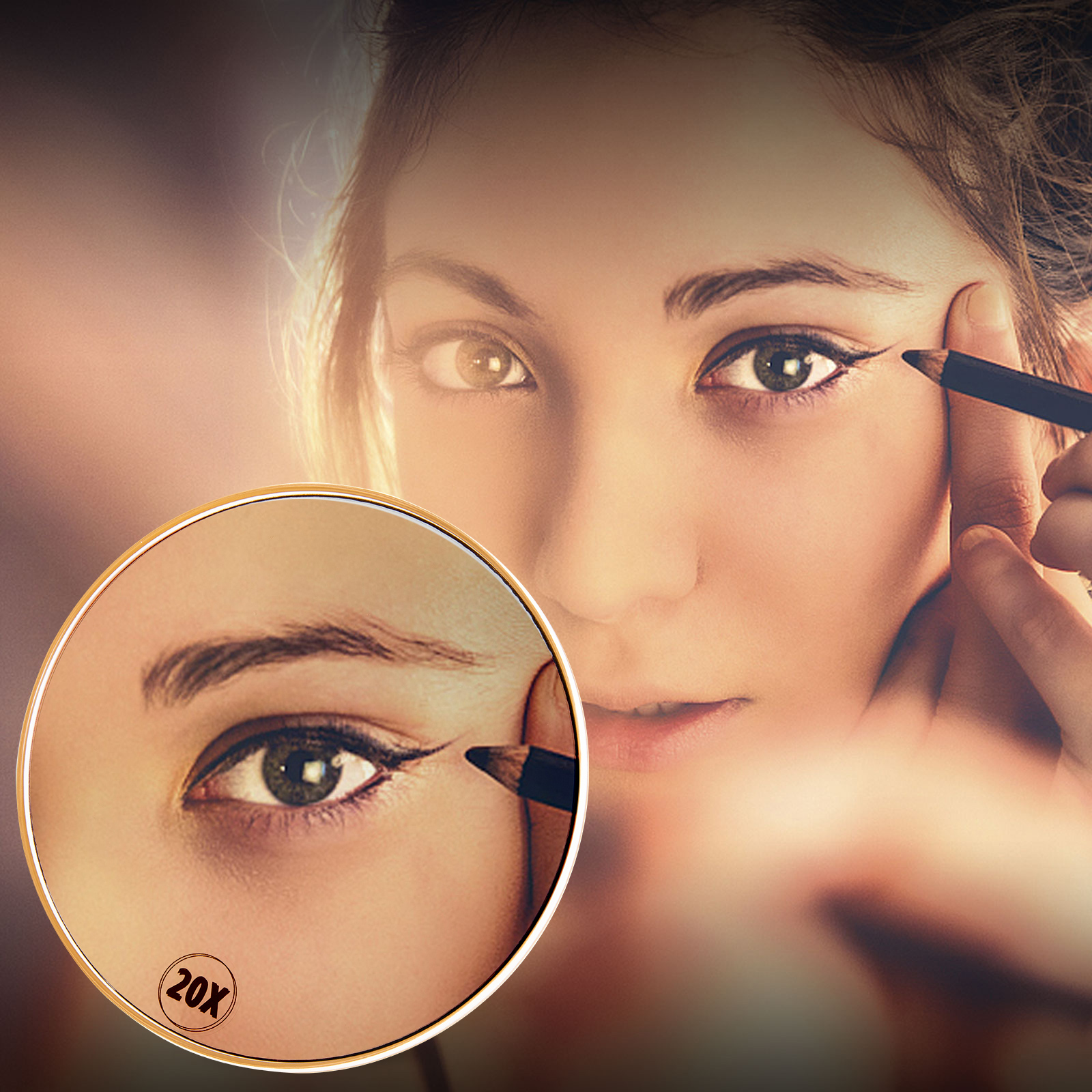 Espejo de baño de gran aumento con 3 ventosas, herramienta de cosmética, redondo, Flexible, para maquillaje, 20X