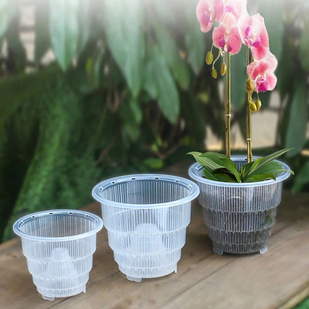 Blomstervase 10/12/15cm orkidé klar urtepotte plastik slidsede åndbare orkidékrukker havekrukker plantekasser горшок для цветов
