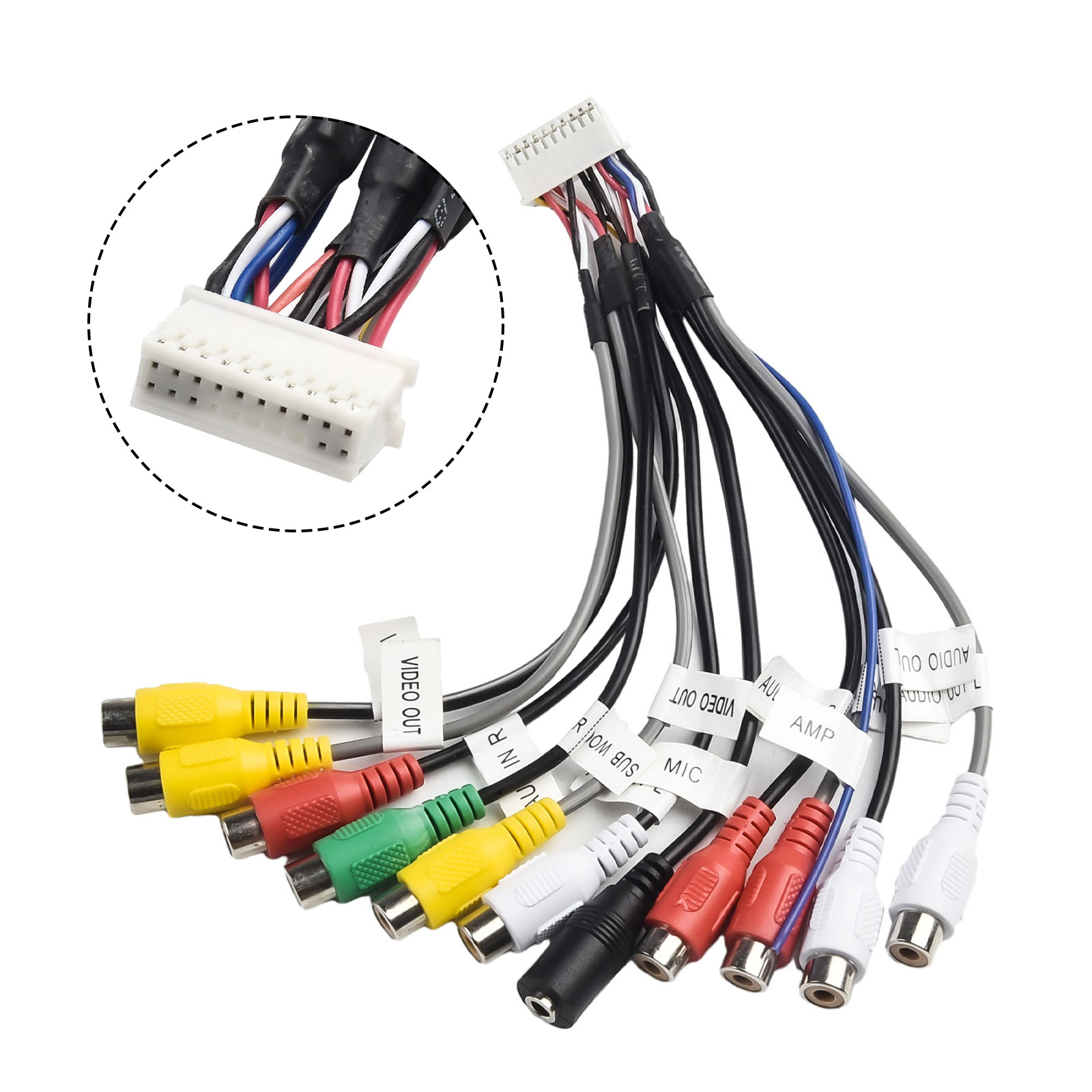 Adaptateur de connecteur de câblage pour touristes, câble de caméra, pré-ampli, vidéo, sortie d'entrée AV, prise 20 broches, RCA, fil AUX, SFP