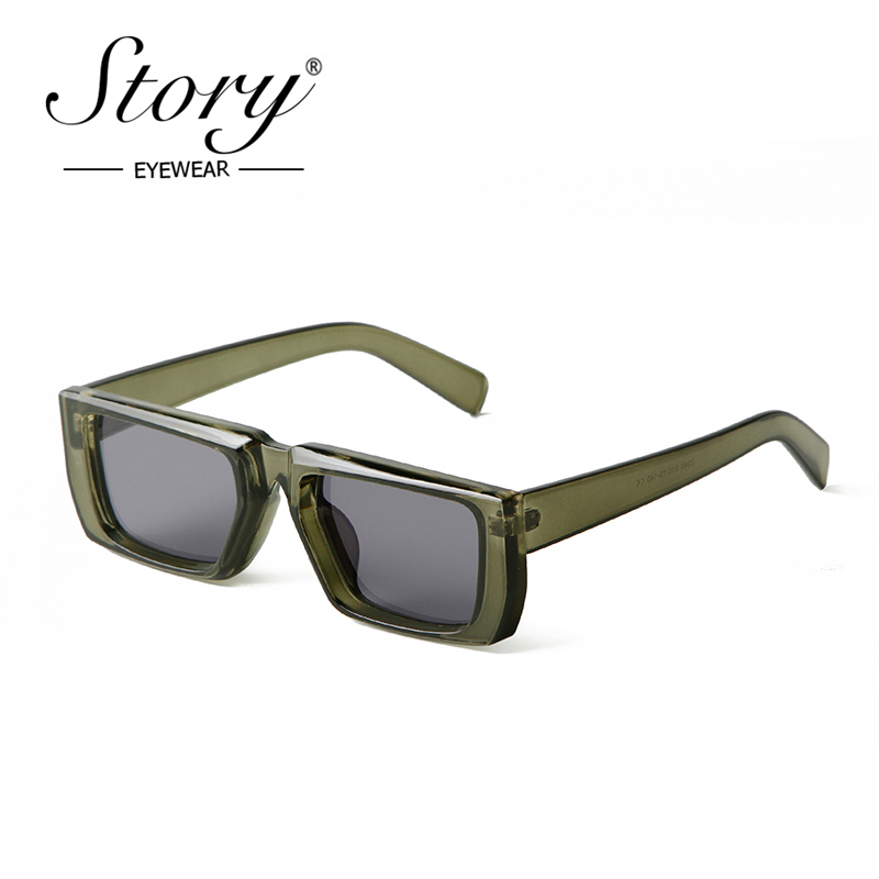 HISTORIA Retro verde rectángulo gafas de sol mujeres hombres Vintage tortuga marco cuadrado gafas de sol UV S2340M