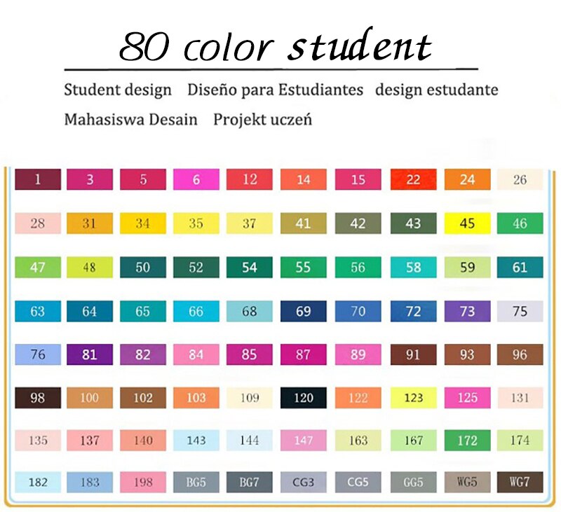 Marqueurs TouchFIVE 30/40/60/80 couleurs Art marqueurs ensemble double tête artiste croquis gras à base d'alcool marqueurs pour Animation Manga: 80 color students