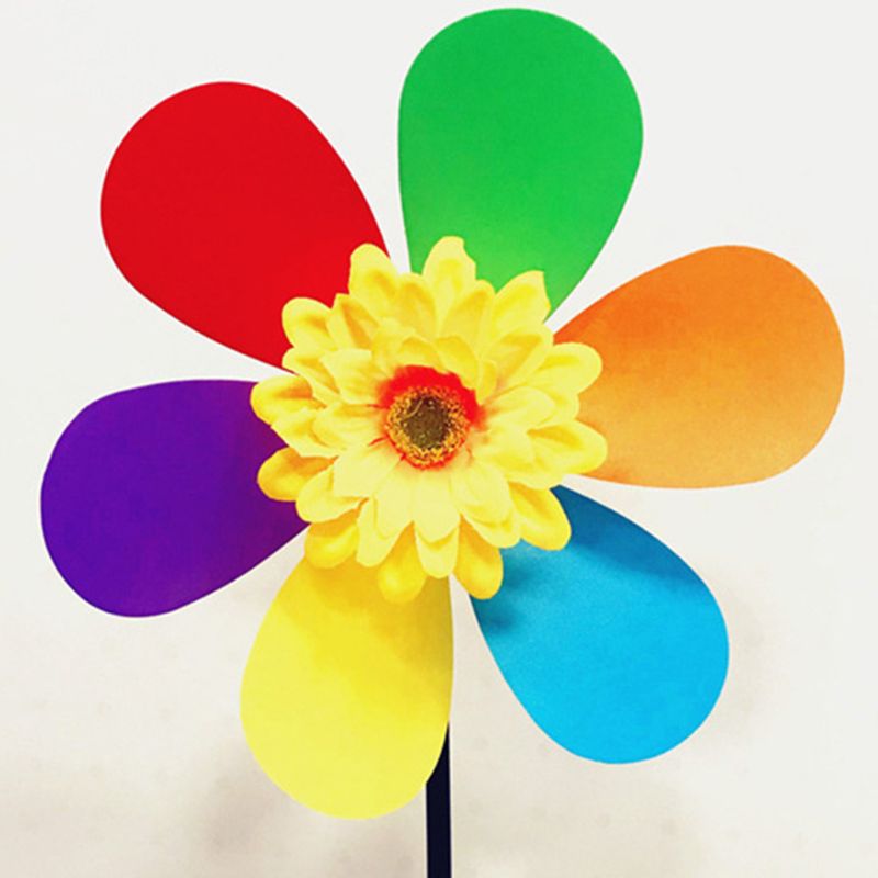 Bunte Sonnenblumen Windmühle Wind Spinner Windrad Garten Hof Dekoration freundlicher DIY Spielzeug draussen