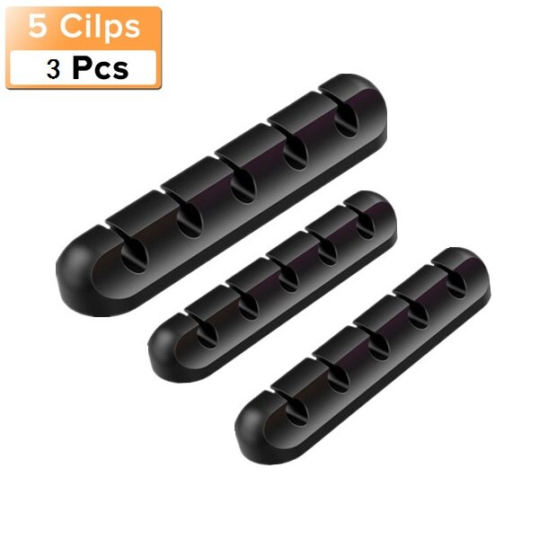 Cable Holder Silicone Cable Organizer Flexible USB Winder Management Clips Holder For Mouse Keyboard Earphone Headset: three pcs back