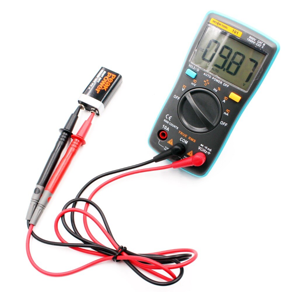 RM101 Auto Range Digital Multimeter 6000 counts Backlight Large Screen Buzzer Protection AC DC Ammeter Voltmeter Ohm Portable