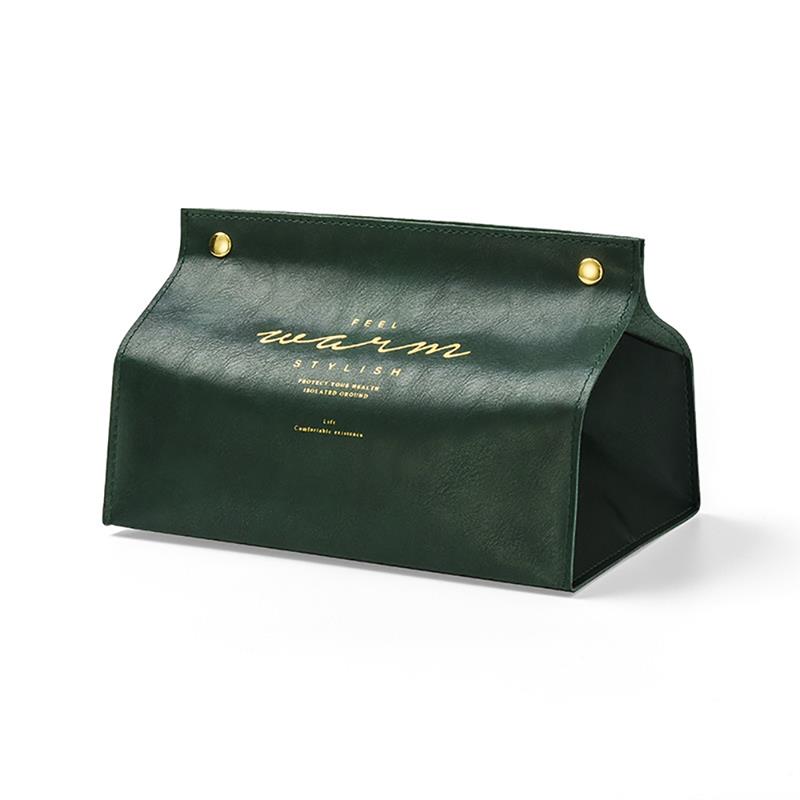 Dejlig pu læder foldbar servietholder papir opbevaringsboks godt udseende borddekoration dekoration vævskasse: Grøn