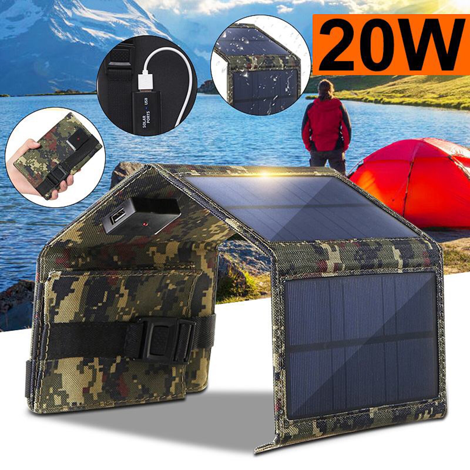 USB Foldable Solar Panel portable Flexible Small Waterproof 5V Folding Solar Panels Cells For mobile phone Battery Charger