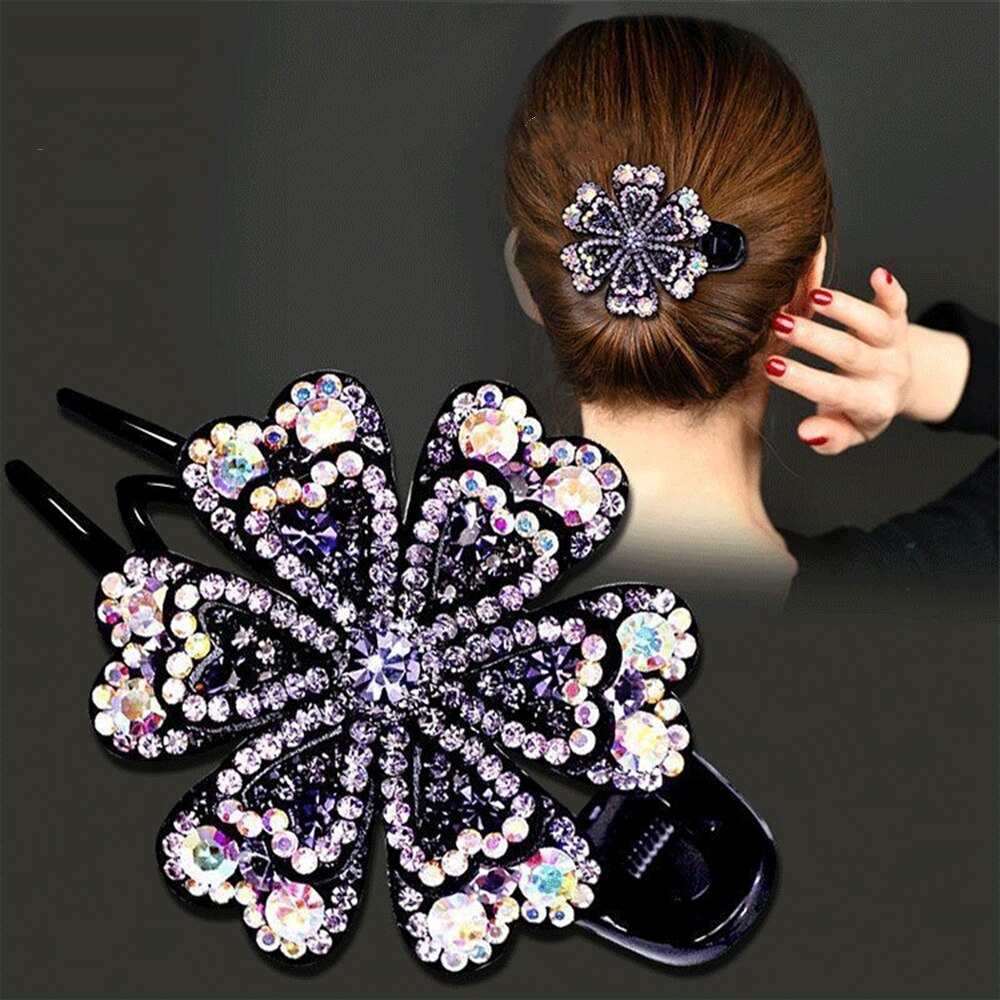 Épingle à cheveux en cristal pour femmes, pince à cheveux en forme de bec de canard avec strass, bijoux de coiffure pour filles, outils de coiffure,