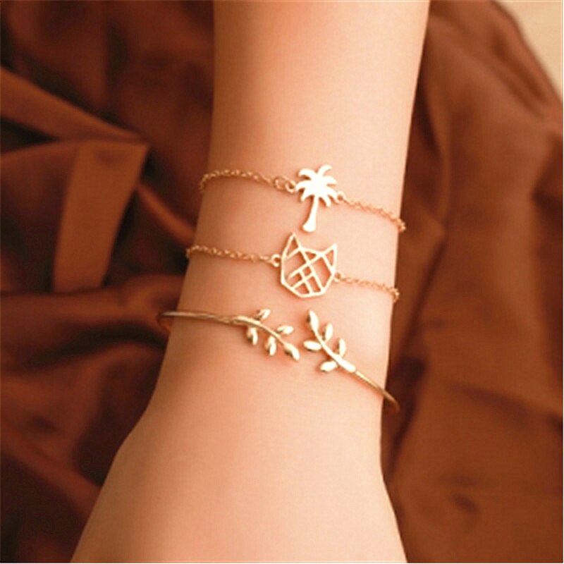 1 Set Klassieke Pijl Knoop Ronde Crystal Multilayer Verstelbare Open Armband Set Vrouwen Party Sieraden Meerdere Stijlen: Cat tree-487