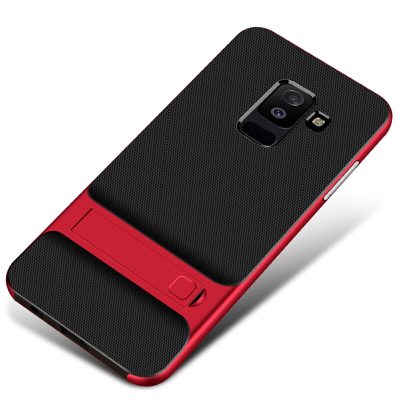 Luxury Full Cover for Samsung Galaxy A6 / A6 Plus + Phone Cases 3D Stand Silicone Hybrid 360 Protective Back Armor Fundas: Samsung A6 2018 / Royce Red