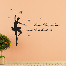 Brief woord stickers voor Home Decor Ballet Muur Sticker Logo Sticker Decal Slaapkamer brief liefde zoals je nooit hurt820y35