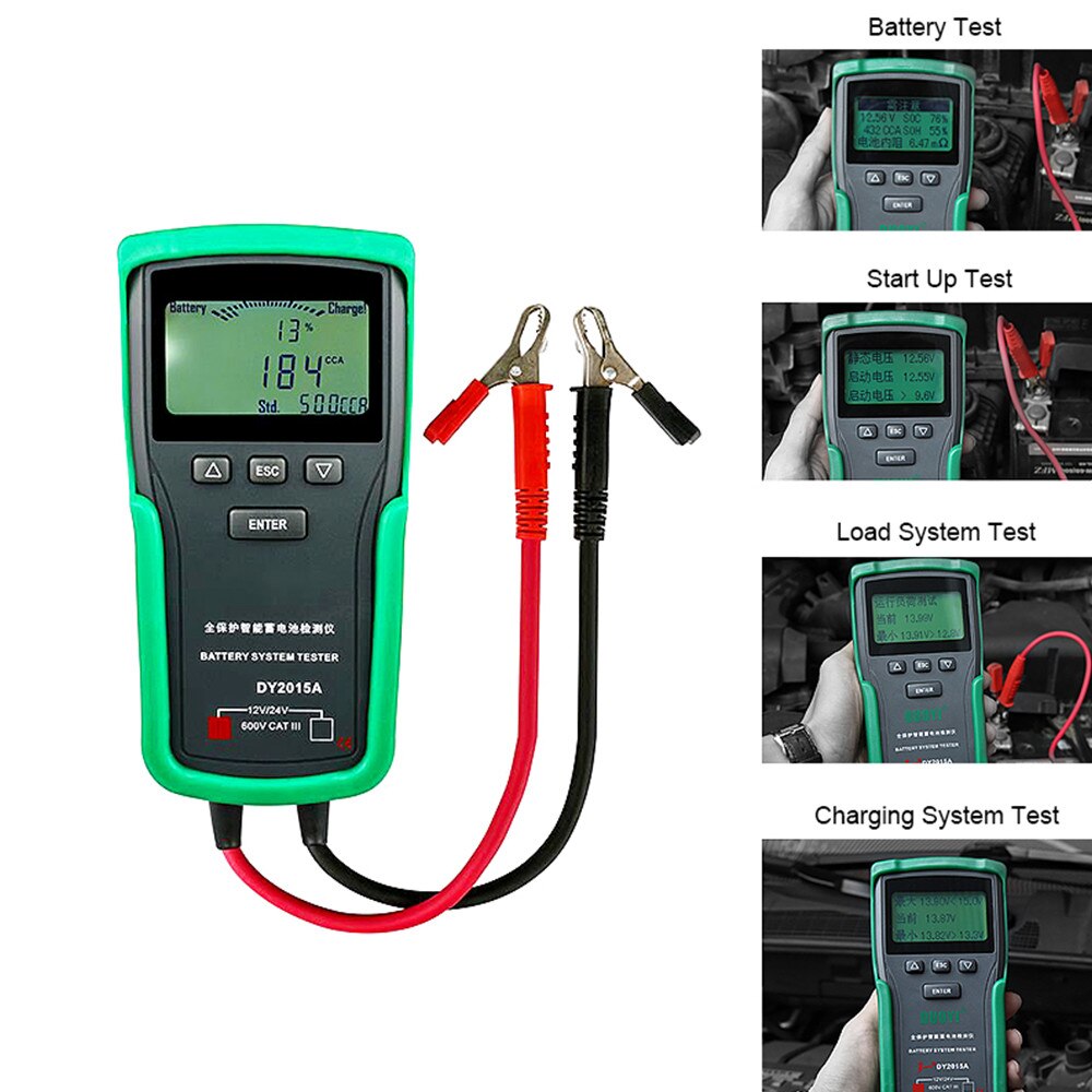 DY2015/DY2015A 12V-24VCar Battery Tester Tools Lead Acid CCA Load Battery Charge Test Digital Automotive Battery Capacity Tester