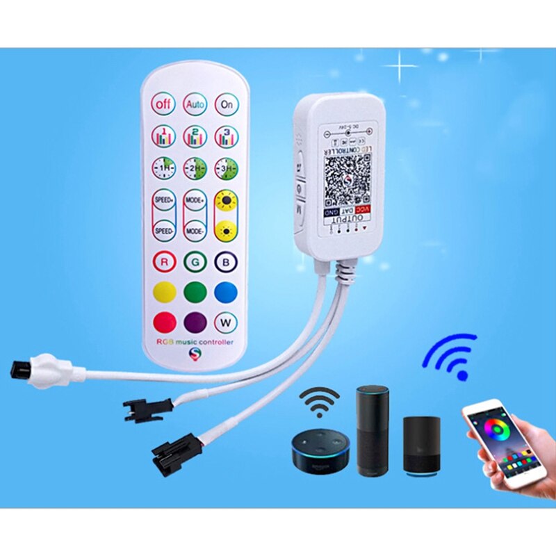 WS2812B Bluetooth Controller for Addressable LED Strip Light 5050 RGB LED Tape 24Key Remote Music Smart Controller