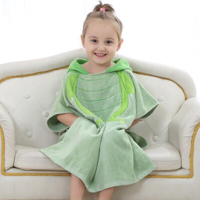 Kinderen Badjassen 0-6 Jaar Unisex Dolfijn Beachwear Baby Meisje Jongen Kleding Mantel Slaap Gewaden Hooded Roupa infantil Banho: green frog / 2T