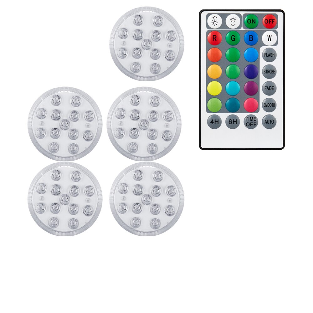 IR remote distance Magnetic Submersible 13 Led Light Outdoor Pond Fountain Vase Garden Swimming Pool Underwater Night Lamp: 1 controller 5 light
