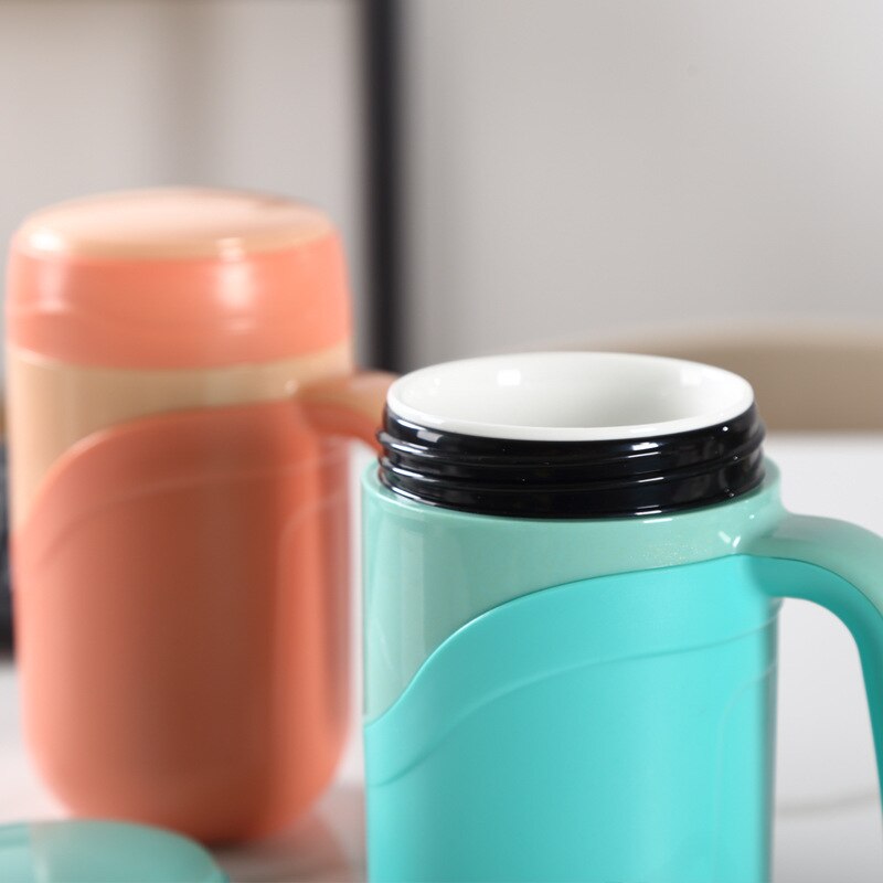 Termo de cerámica a prueba de fugas para uso en el hogar, taza de café aislante, para oficina, té, con mango, 380ml