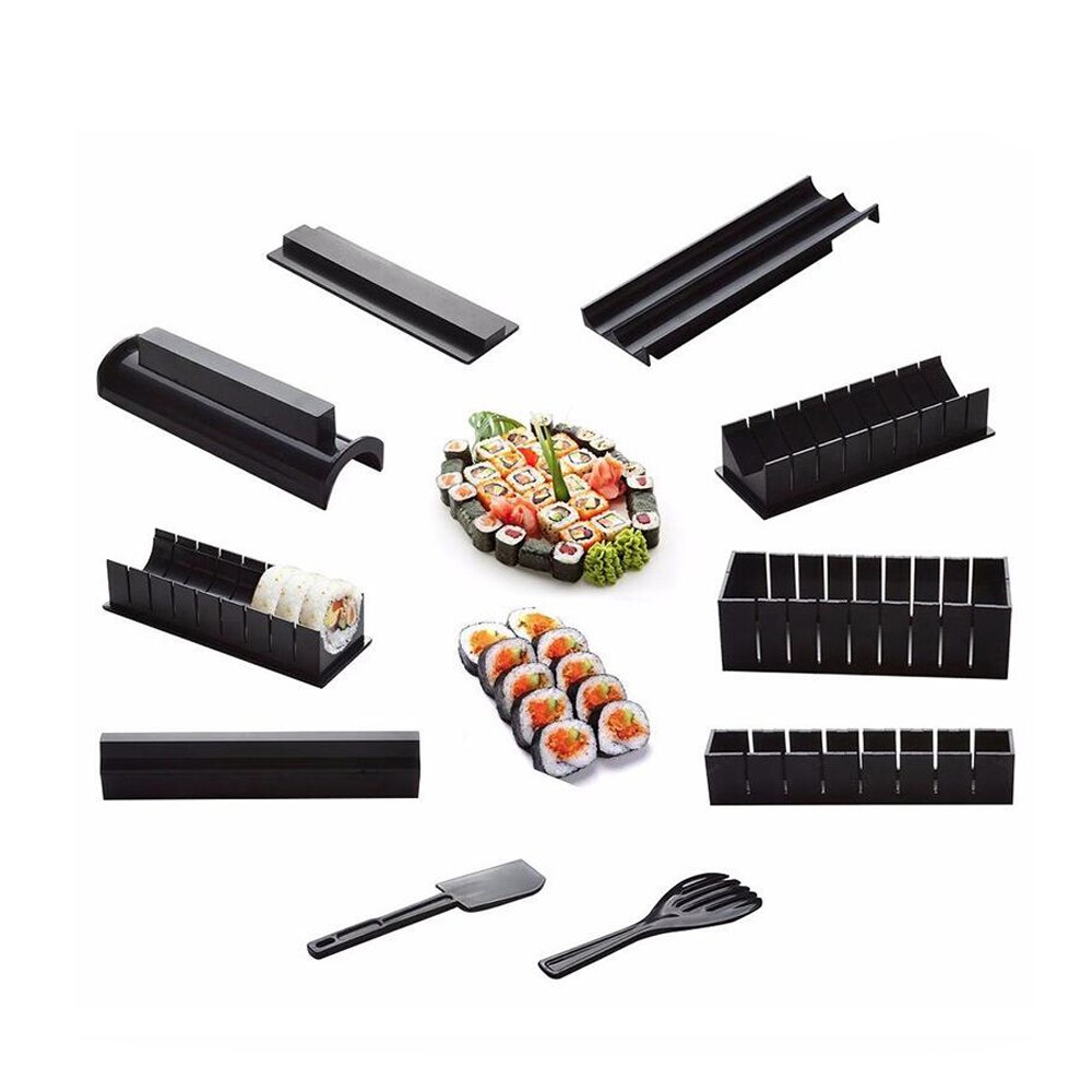 10Pcs/Set DIY Sushi Maker Kit Roll Sushi Maker Rice Roll Mold Kitchen Sushi Tools Multifunctional Mould Making Sushi Tools