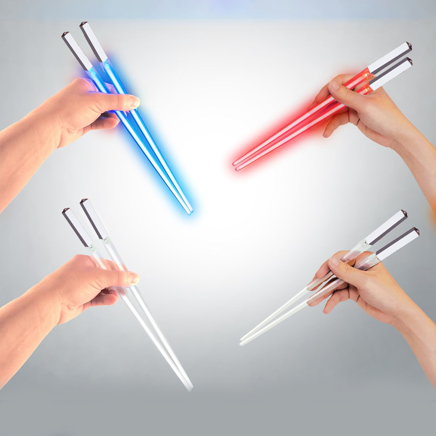 Sabre Laser LED thème StarWar, baguettes chinoises lumineuses, réutilisables, lavables et détachables, baguettes à Sushi, vaisselle de cuisine, 1 paire