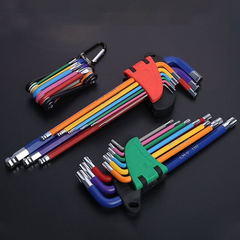 9pcs Screwdriver Hex Wrench Set Colour Coding Wear-resisting Anticorrosion Key Sets Hexagon Torx Star Spanner