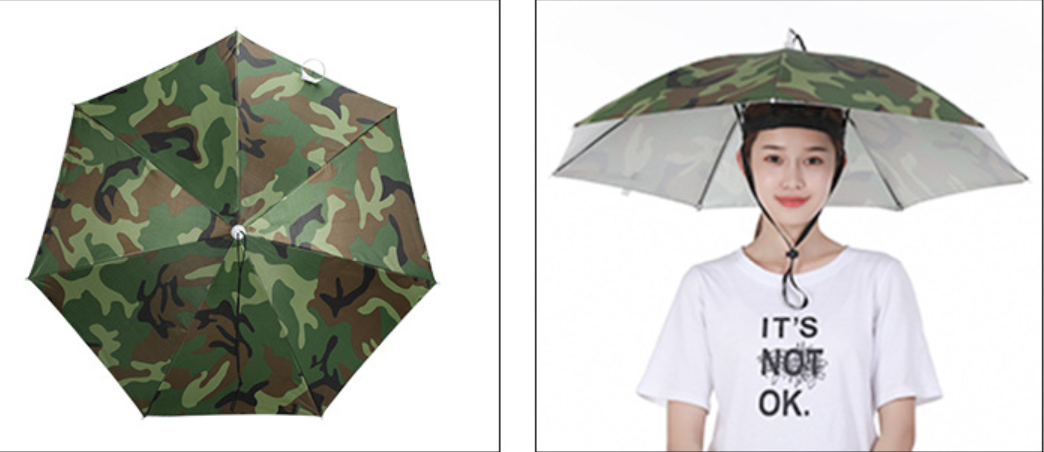 Outdoor Portable Umbrella Hat Sunscreen Waterproof Foldable Beach Hats Universal Umbrella Headwear Sun Fishing Hats Camping 2025: vert militaire