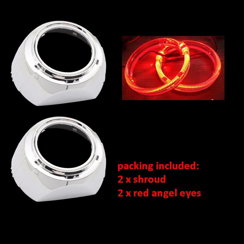 Taochis 3.0 tommer bi-xenon stor s-max shroud angel eyes led billykter rød hvit blå for bi xenon bi led projektorlinse: Rød