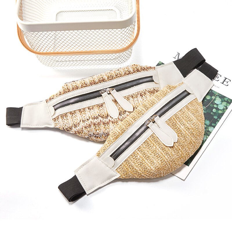 DAUNAVIA di paglia di estate del sacchetto della vita divertente confezioni Spiaggia fascia toracica bag Femminile Del Telefono Del Sacchetto Delle Signore di Nuovo Modo di vita pack per delle donne