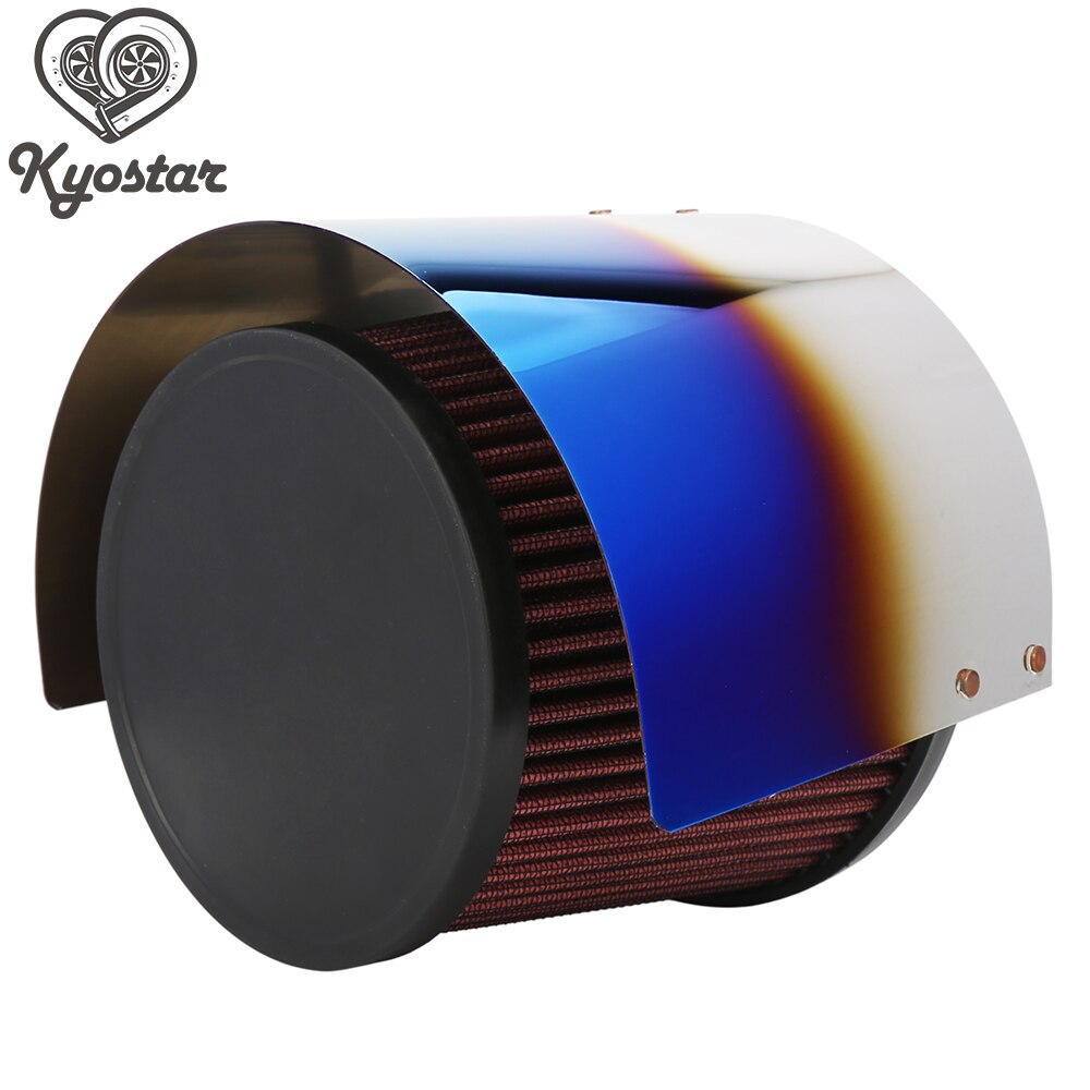 Cubierta de filtro de admisión de aire, cono Universal de acero inoxidable, protector térmico azul de titanio, 2,5-5&quot;