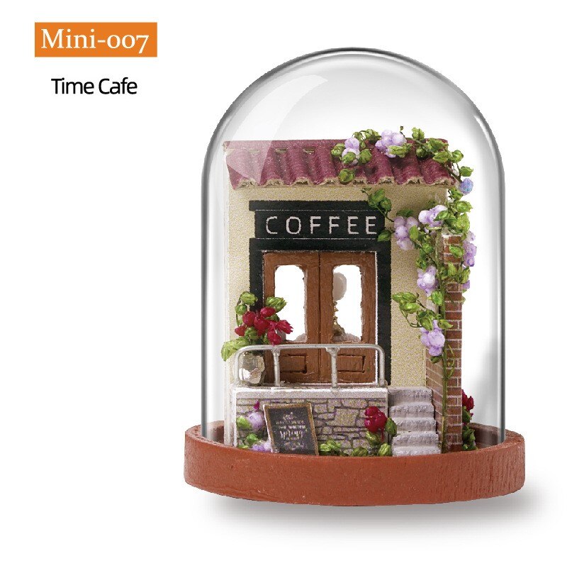 DIY Mini Magical Forest Cafe Of Time DollHouse Handmade Miniature Furniture Model Kit Glass Ball Wooden Doll House Toys Crafts: MINI-007