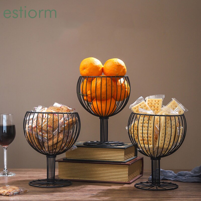 Paniers de rangement en fer forgé de luxe en verre à vin en forme de panier de fruits support de thé Table à manger fruits Snack organisateur panier de bonbons