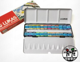Original importiert Deutsch Lukas 24 farben Solide Aquarell Lack Transparente Wasser Farbe Skizze Tragbare Acuarela: box