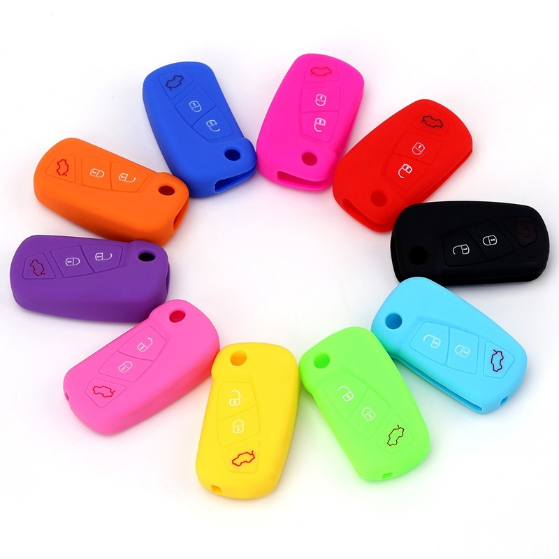 3 Buttons Silicone Car Key Case for Ford KA MK2 Aftermarket Folding Keychain Holder Remote Control Fob Protector Cover