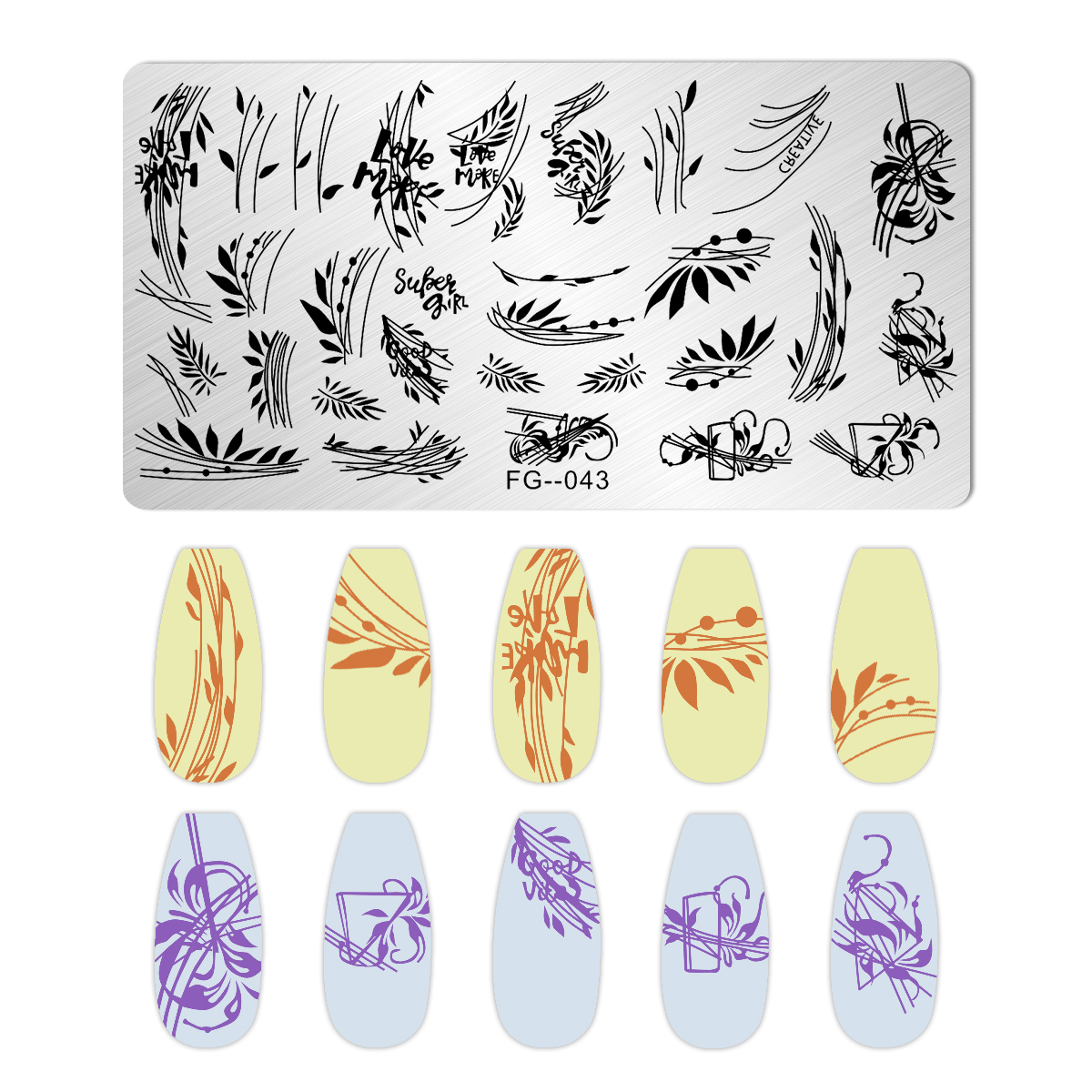 Blätter Blume Streifen Gänseblümchen Stempelplatten Lotus Rose Nagelstempel Vorlagen Aprikosen Blumendruck Schablonen Vorlagen: Silber