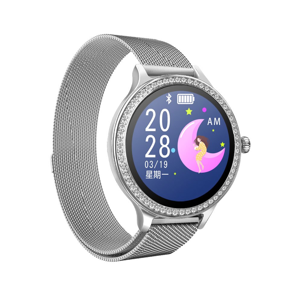 M8 Smart Watch Women Wristband IP68 Waterproof Lady Smart Band Heart Rate Monitor Fitness Tracker Health Bracelet Wristwatch: Mesh Silver