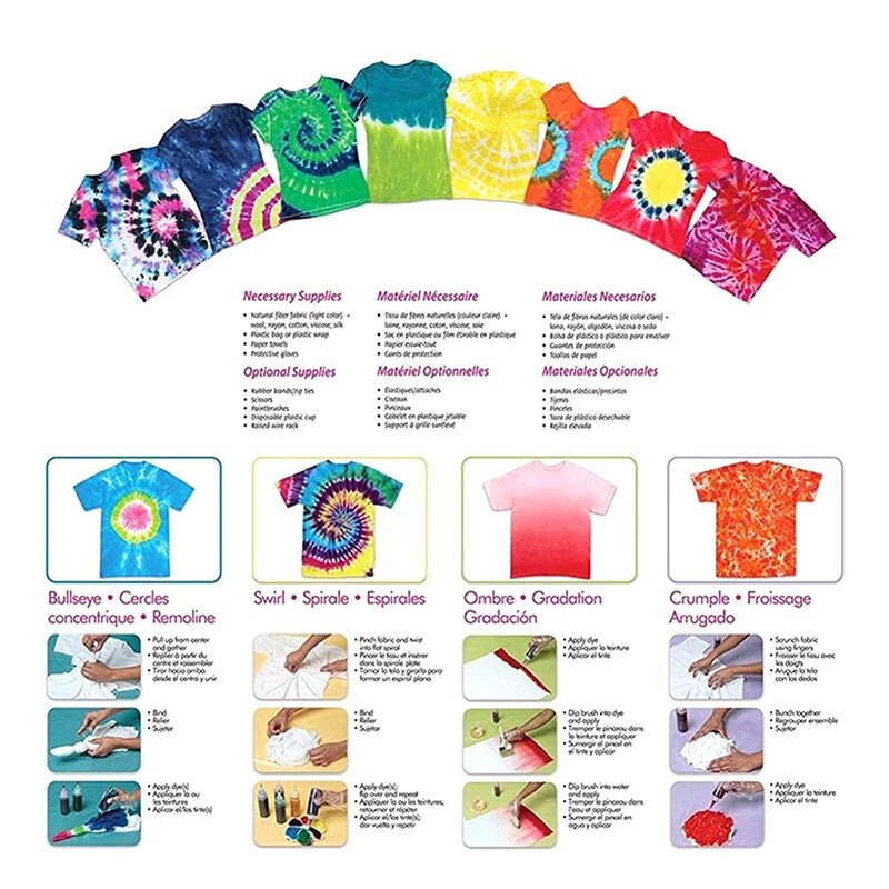 12 bouteilles tulipe permanente une étape cravate ensemble de teinture Kits de bricolage pour tissu Textile artisanat vêtements pour projets Solo colorants peinture