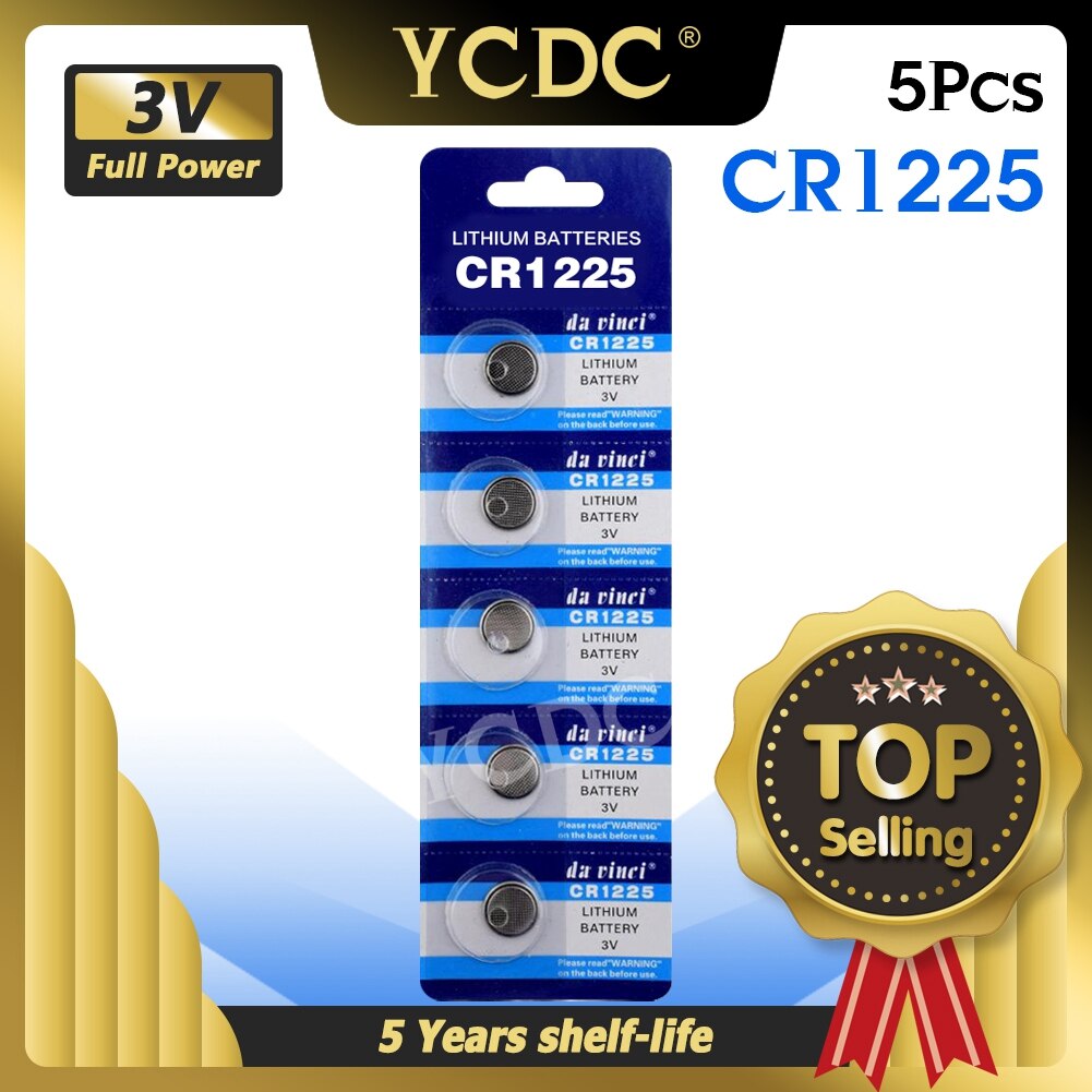 Ycdc 5 stk/kort 3v cr1225 knap batteri  lm1225 br1225 ecr 1225 cr1225 kcr 1225 møntcelle ure ur knap batteri lang holdbarhed