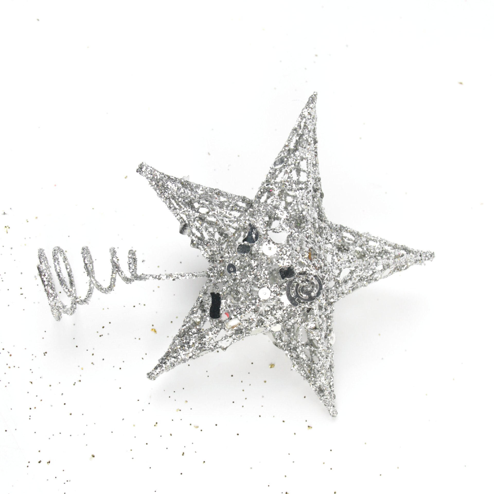 15cm Five Pointed Star Iron Decoration Tree Top Star Sequined Vertical Five-pointed Star Christmas Decoration