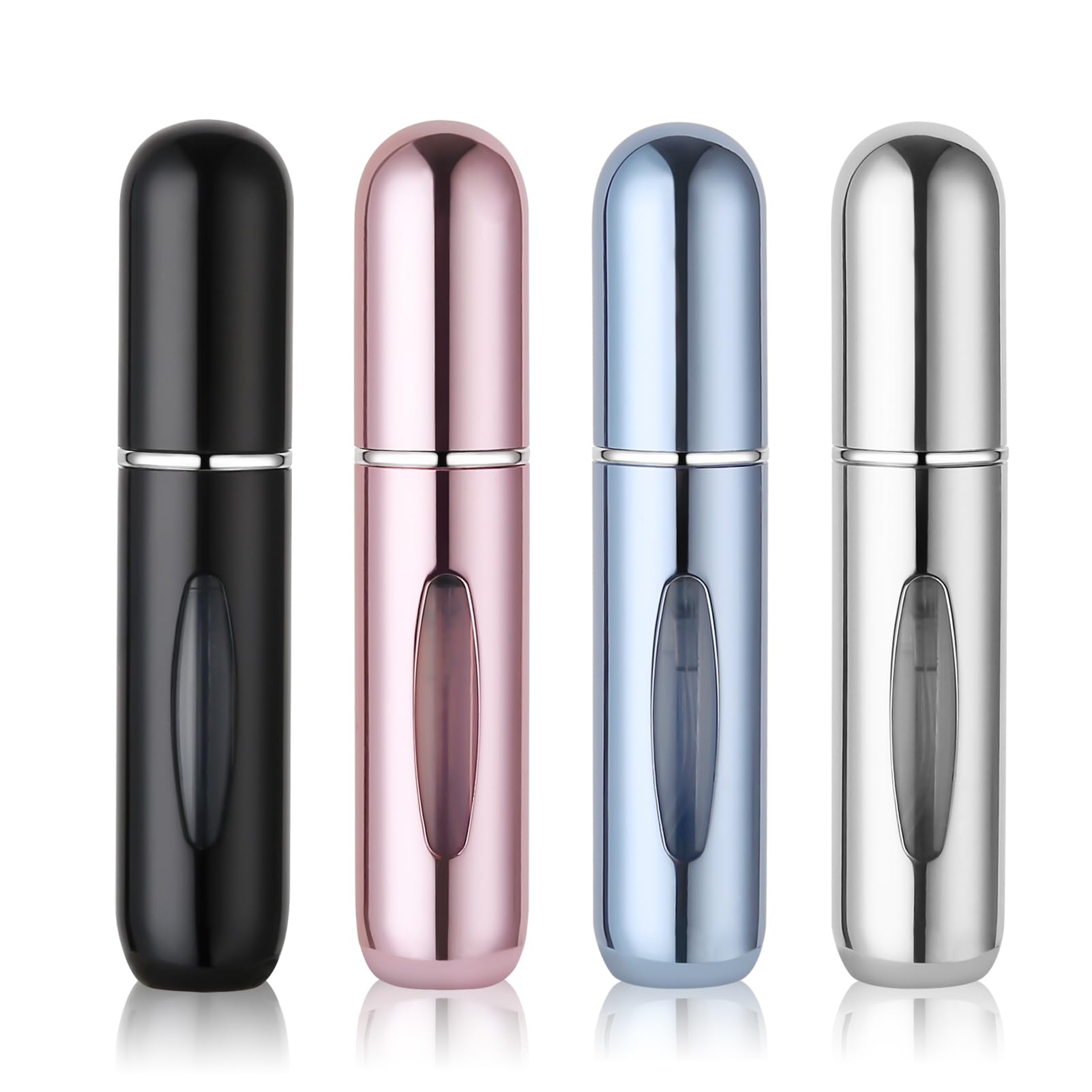 4Pcs Pocket Perfume Dispenser - Travel Perfume Bottle Refillable 5ml Spray Bottle - Perfume Travel Refillable Leak Proof: Silver
