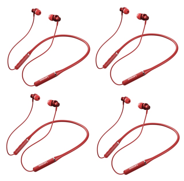 Original Lenovo wireless headset HE05 Bluetooth-compatible 5.0 Earphone Neckband Наушники Noise Cancelling Mic Waterproof stereo: red 4pcs