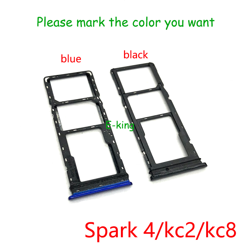 For Tecno Spark 2 4 5 6 7 Air Pro KA7 KC2 KC8 KD7 KD6 KE7 KE6 KF6 KF8 KB7 Sim Card Slot Tray Holder Sim Card Reader Socket: KC2 KC8 remark color