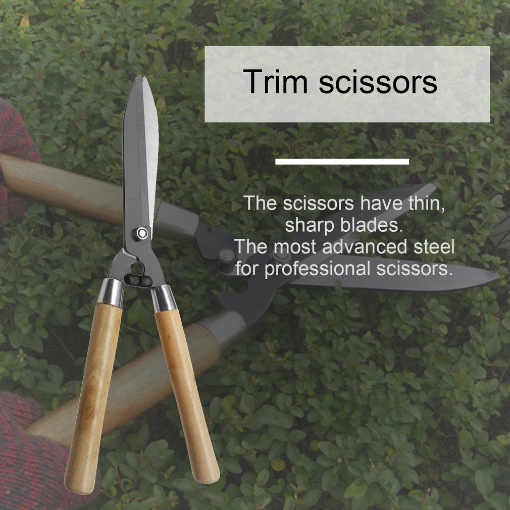 Pruning Scissors Hedge Shears Clippers with Long Wooden Handle for Garden Shears Shimming Shaping