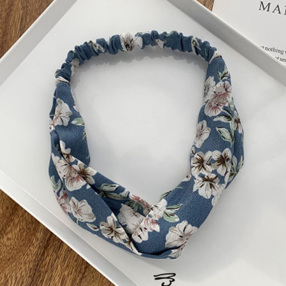 Headband Cross Knotted Bow Chiffon Floral Hair Band Korea Headdress Women Hair Accessories Girls Hairband: 20