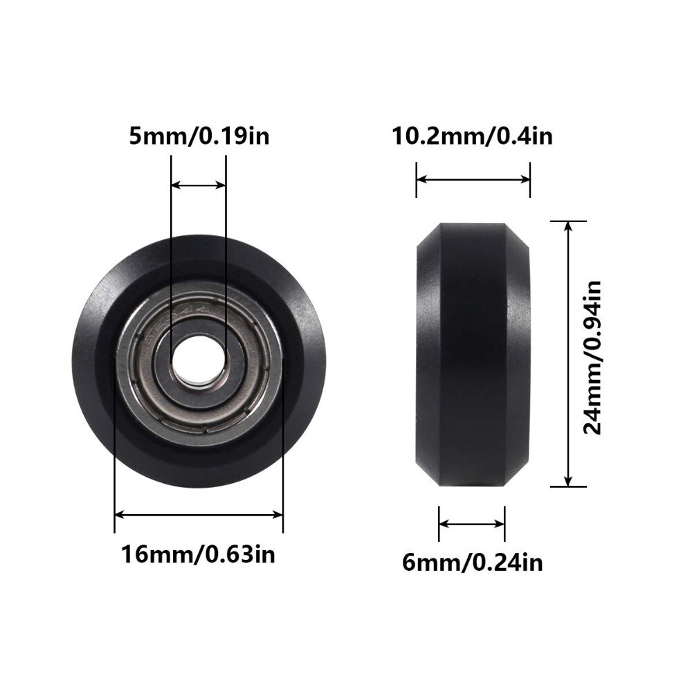 Roda de polia grande de plástico do encaixe do pom v, roda com a polia do rolamento, engrenagem perolada para a roda creality ender 3, CR-7, CR-8, CR-10