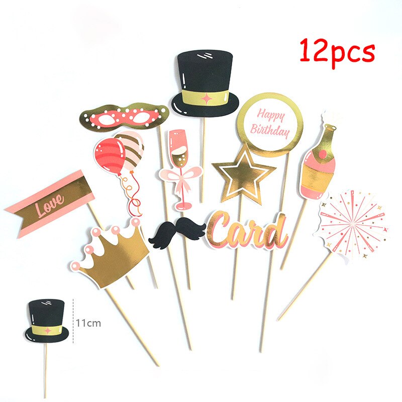 12Pcs/set Birthday Photo Props Cartoon Animal Wreath Love Photobooth Props Birthday Decoration Summer Party Supplies: Love Birthday